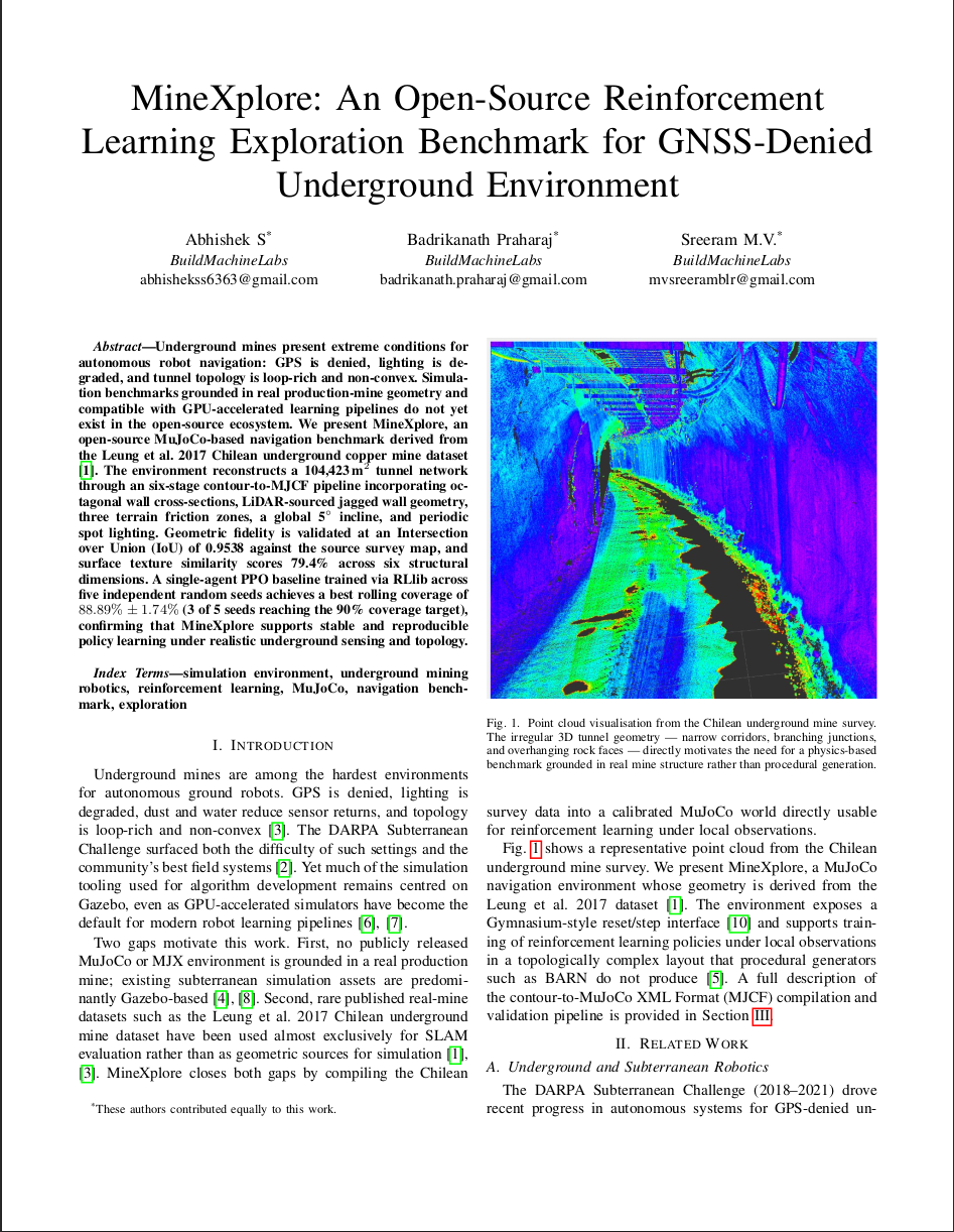 Underground mine tunnel point-cloud visualisation from the MineXplore paper